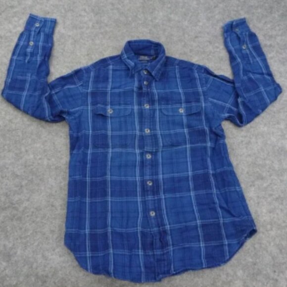 Ralph Lauren Button Up Shirt Womens Small Relaxed Fit Indigo Blue Cotton E - Picture 1 of 6